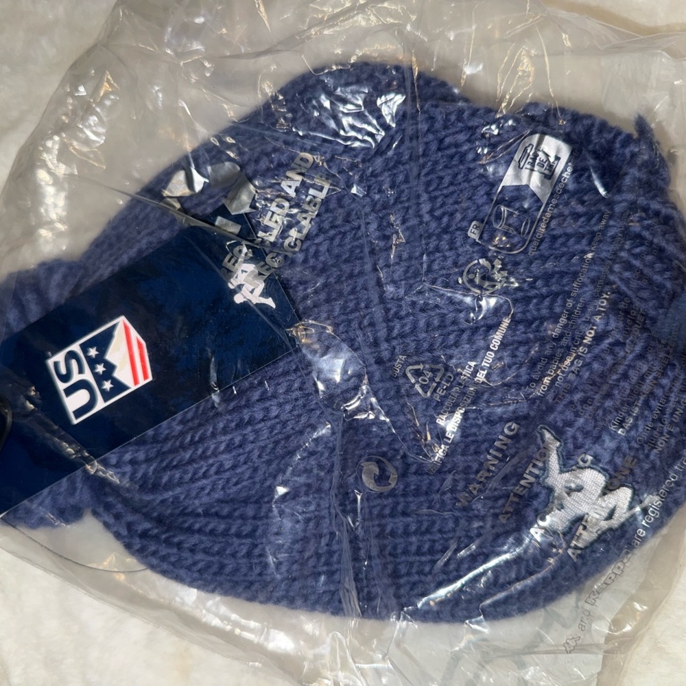 Kappa Navy 6cento Flock3 Blue Fiord Beanie with Pom and Logo - Picture 3 of 5
